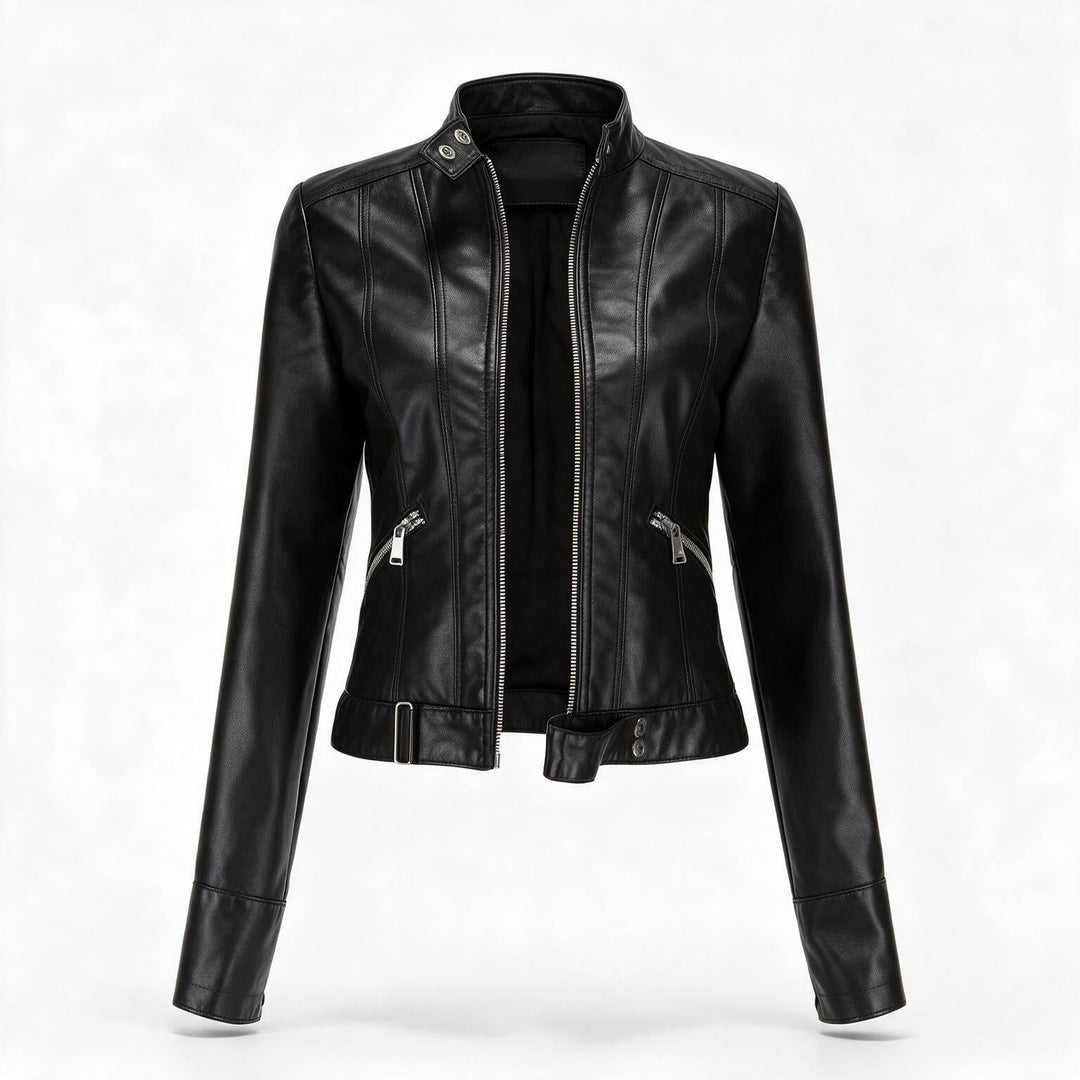 Rosalind Echtlederjacke Damen Schwarz – Weiss Modehaus