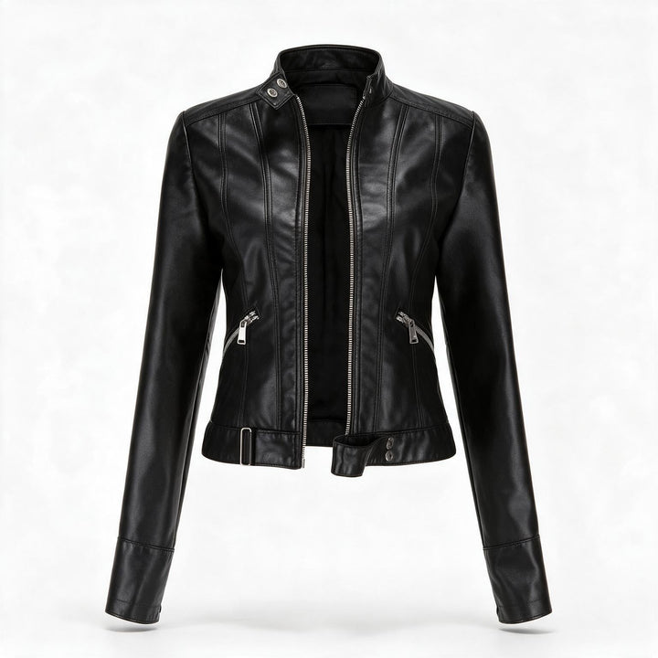Rosalind Echtlederjacke Damen Schwarz – Weiss Modehaus