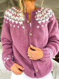 Isländische rosa Strickjacke mit weißem Muster Damen Sonsoles – Bild 2