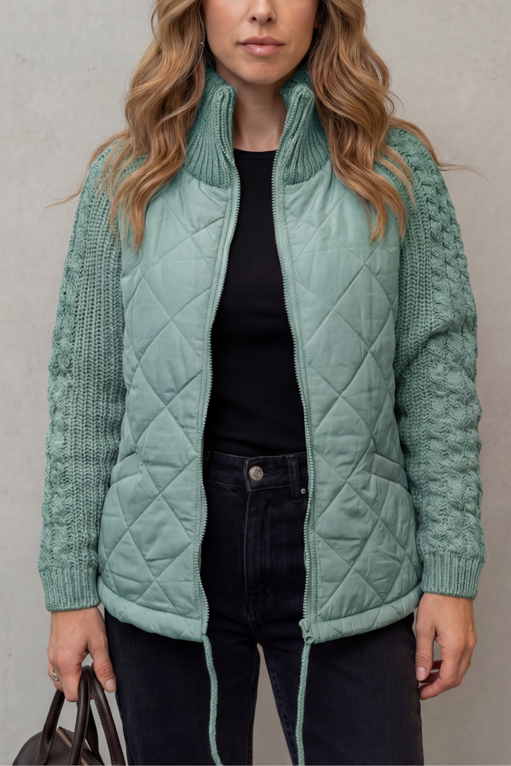 Steppjacke mit Strickbündchen Damen Carolina – Bild 4