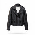 Vesper Echtlederjacke Damen Schwarz – Weiss Modehaus