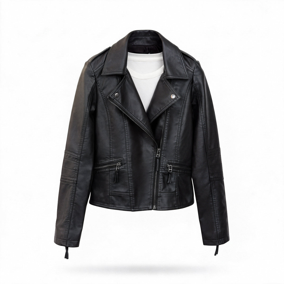Vesper Echtlederjacke Damen Schwarz – Weiss Modehaus