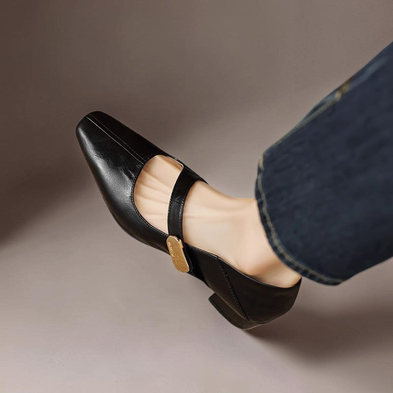 Mary Janes mit eckiger Spitze und goldenem Zierband Damen Nienke – Bild 19