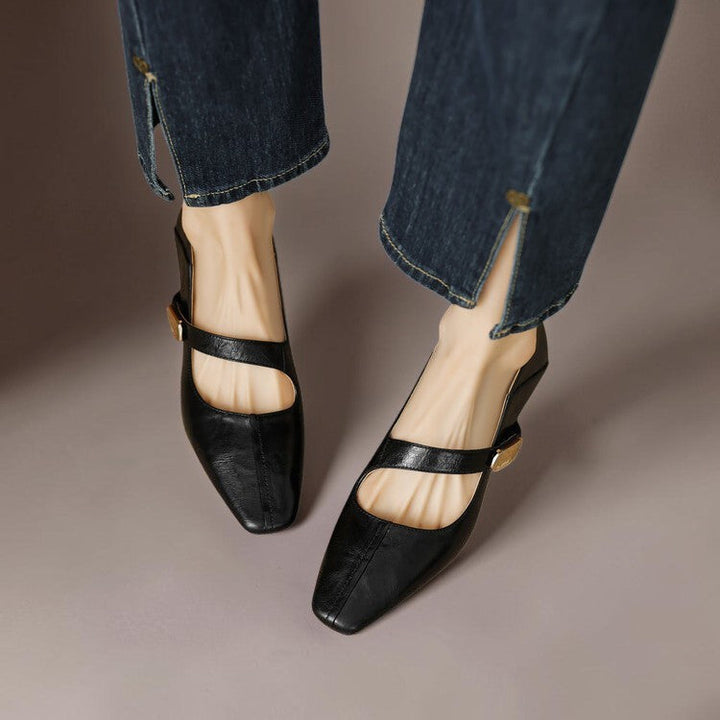 Mary Janes mit eckiger Spitze und goldenem Zierband Damen Nienke – Bild 18