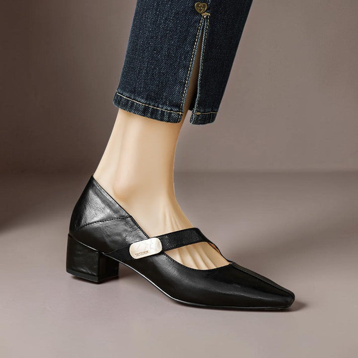 Mary Janes mit eckiger Spitze und goldenem Zierband Damen Nienke – Bild 3