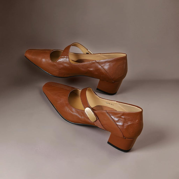 Mary Janes mit eckiger Spitze und goldenem Zierband Damen Nienke – Bild 8