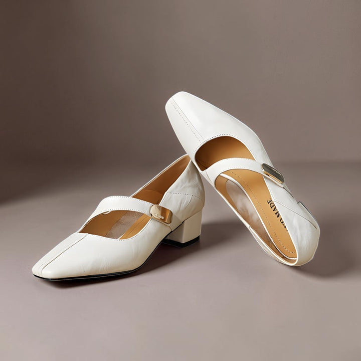 Mary Janes mit eckiger Spitze und goldenem Zierband Damen Nienke – Bild 15
