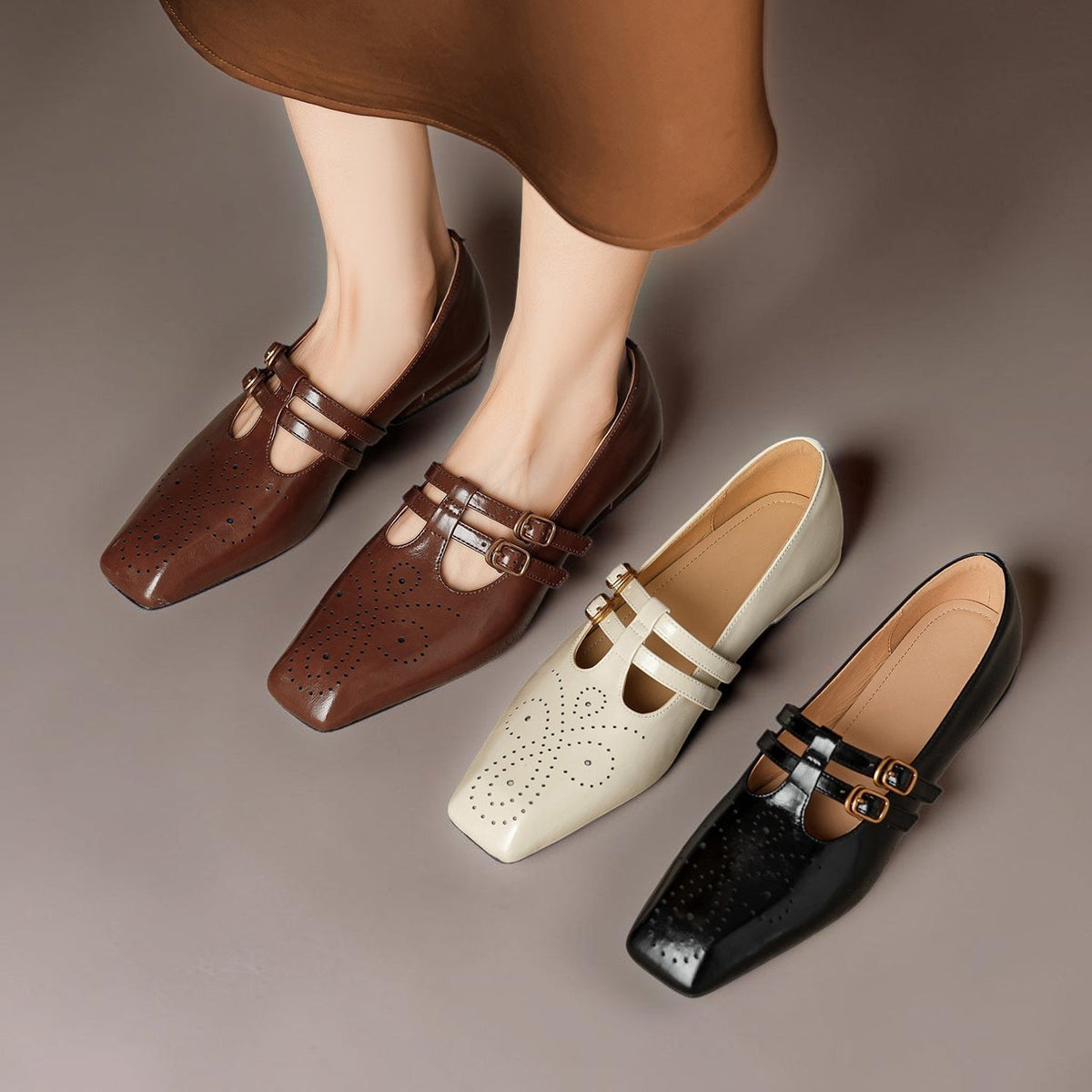 Leder-Mary-Janes mit Doppelriemen Lynn – Bild 19