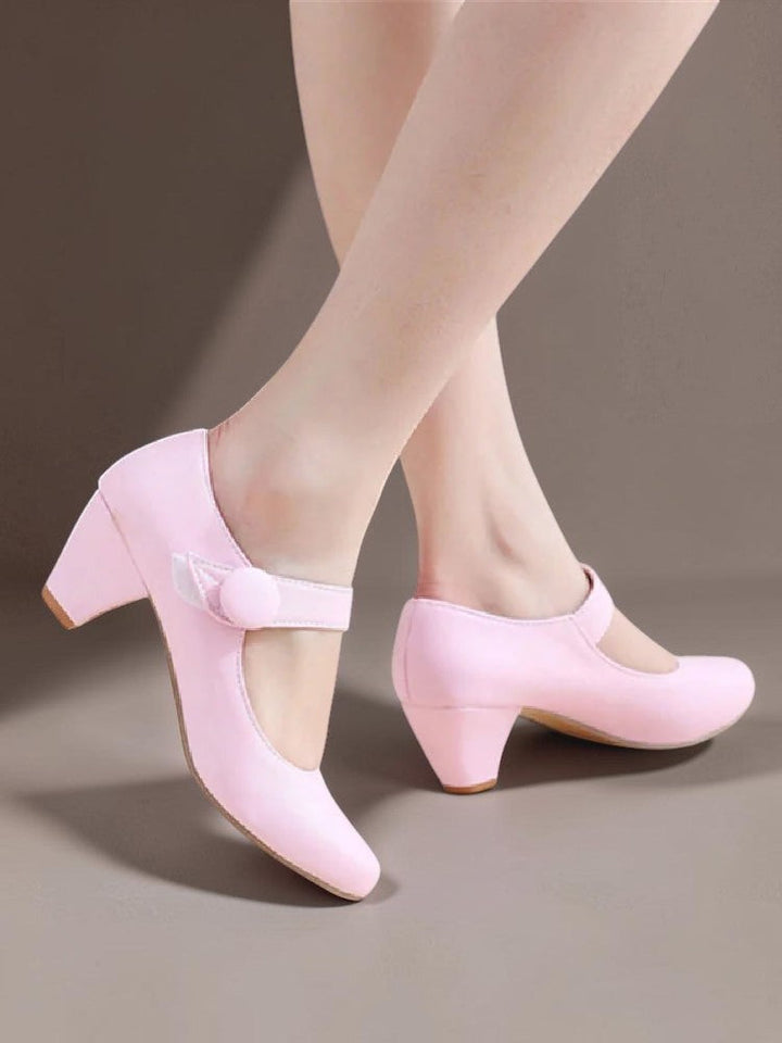 Mary Janes mit verstellbarem Blockabsatz Damen Maaike Rosa – Weiss Modehaus
