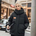 Gepolsterter Mantel mit Stehkragen Damen Letizia Schwarz – Weiss Modehaus