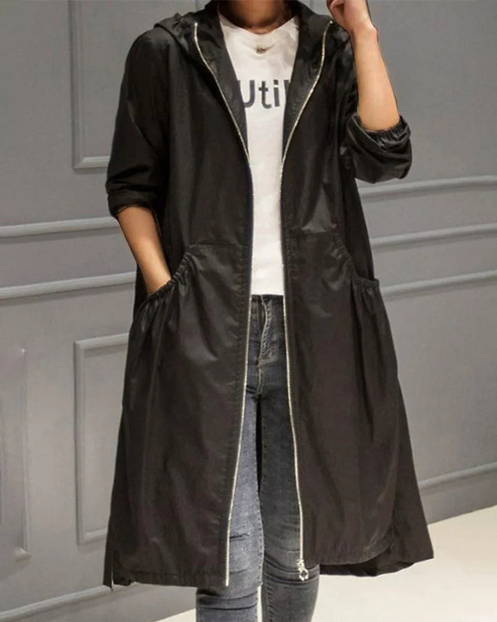 Langer wasserdichter Trenchcoat mit Reißverschluss Eleonora – Bild 4