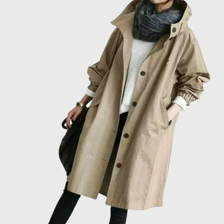 Langer, wasserfester Trenchcoat mit Kapuze Antonella – Bild 4