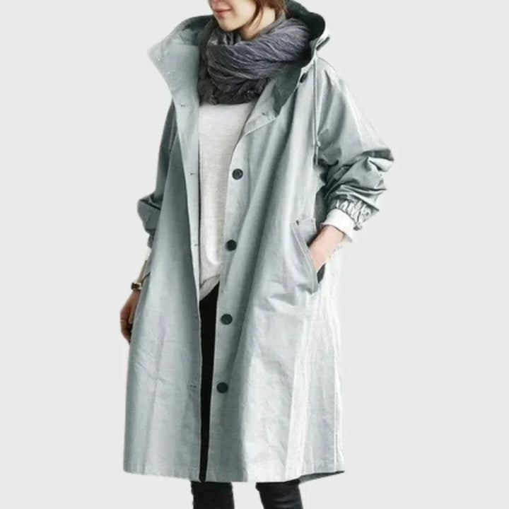 Langer, wasserfester Trenchcoat mit Kapuze Antonella – Bild 3
