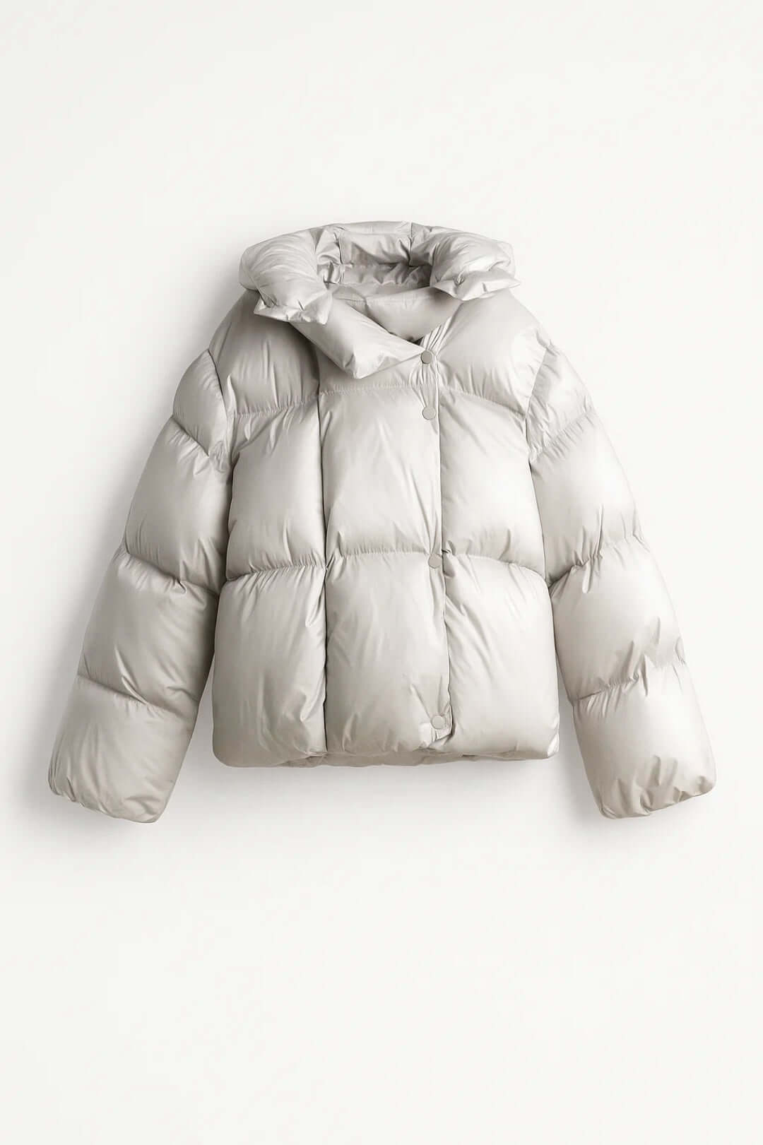 Oversize Daunenjacke Damen Irene Silber Grau – Weiss Modehaus