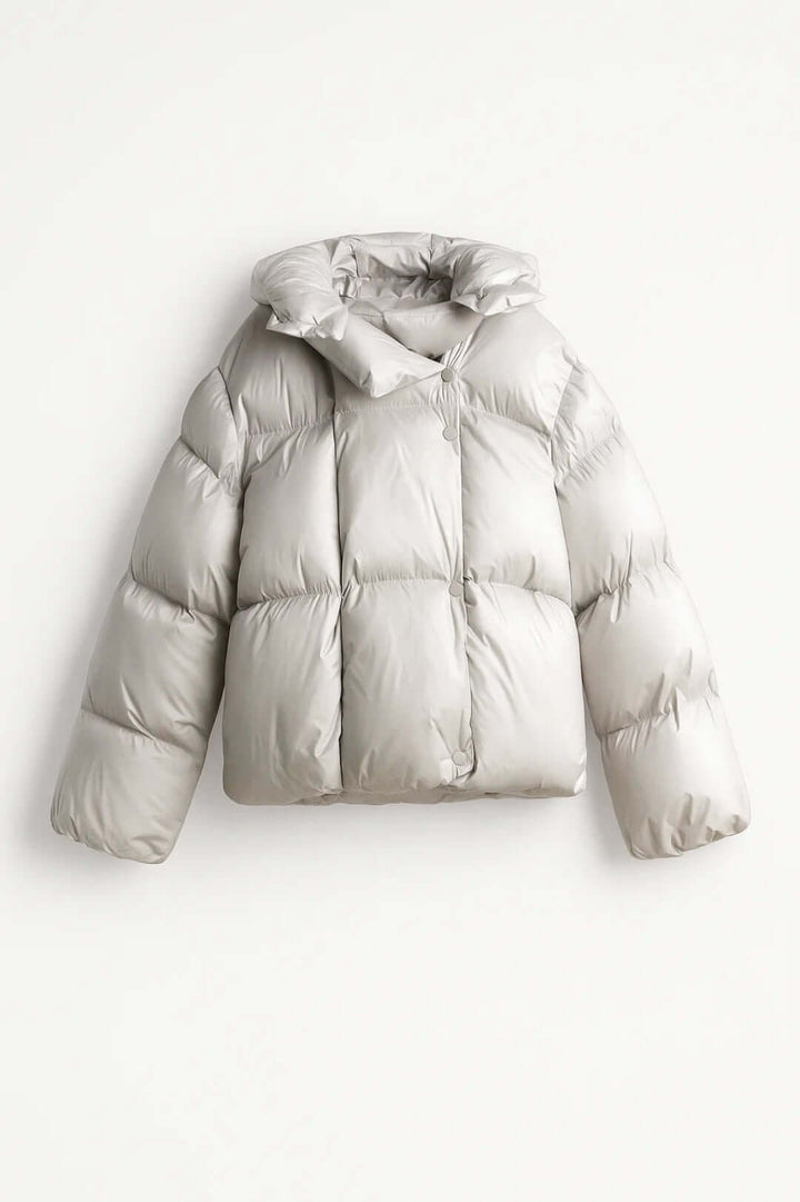 Oversize Daunenjacke Damen Irene Silber Grau – Weiss Modehaus