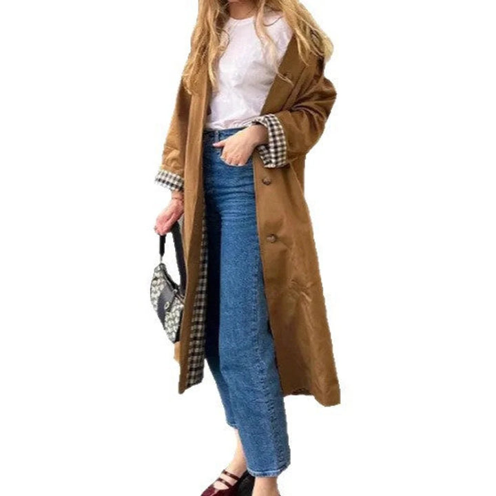 Langer Oversize-Trenchcoat mit Karofutter Dalia – Bild 5