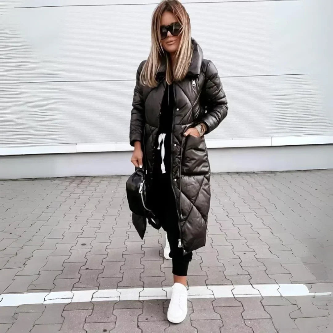 Langer Steppmantel mit hohem Kragen Barbara – Bild 4