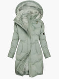 Steppmantel mit Kapuze Damen Paola Grün – Weiss Modehaus