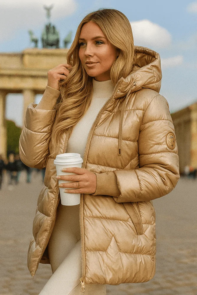 Metallisch glänzende Daunenjacke mit Kapuze Virginia – Bild 7
