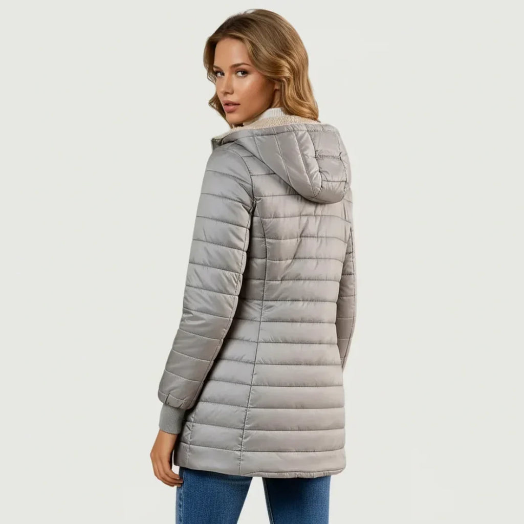 Sherpa gefütterte Daunenjacke mit Kapuze Enrica – Bild 4