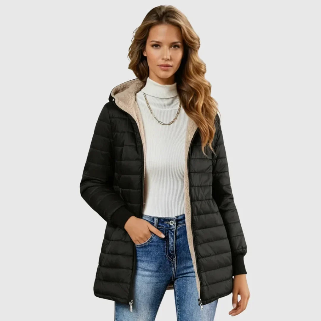 Sherpa gefütterte Daunenjacke mit Kapuze Enrica – Bild 2