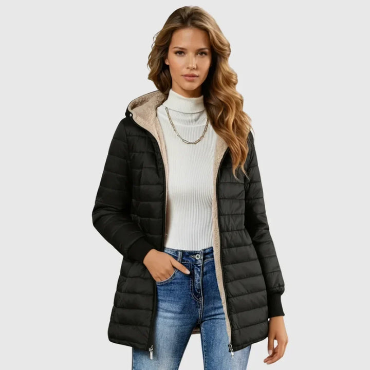 Sherpa gefütterte Daunenjacke mit Kapuze Enrica – Bild 2
