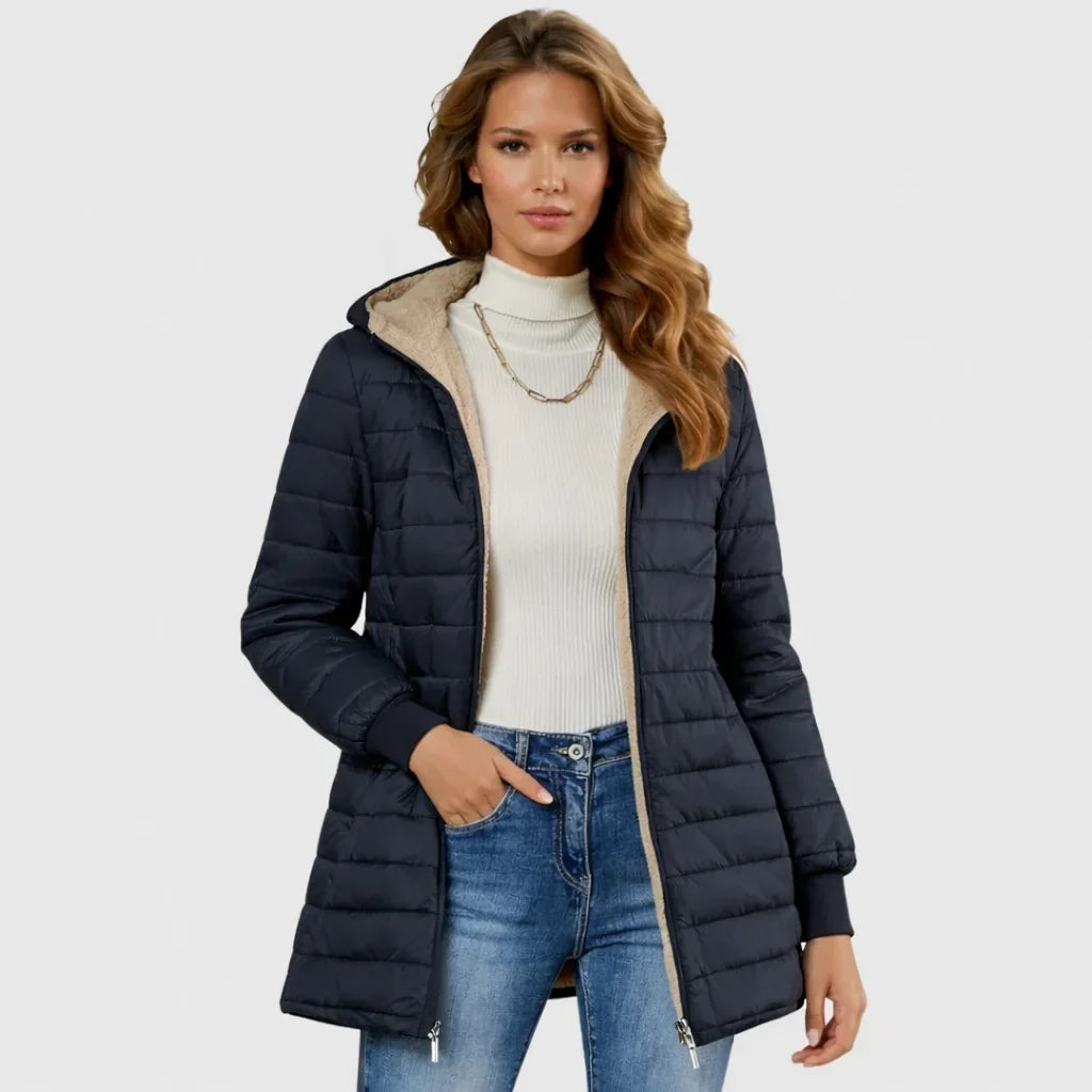 Sherpa gefütterte Daunenjacke mit Kapuze Enrica – Bild 3