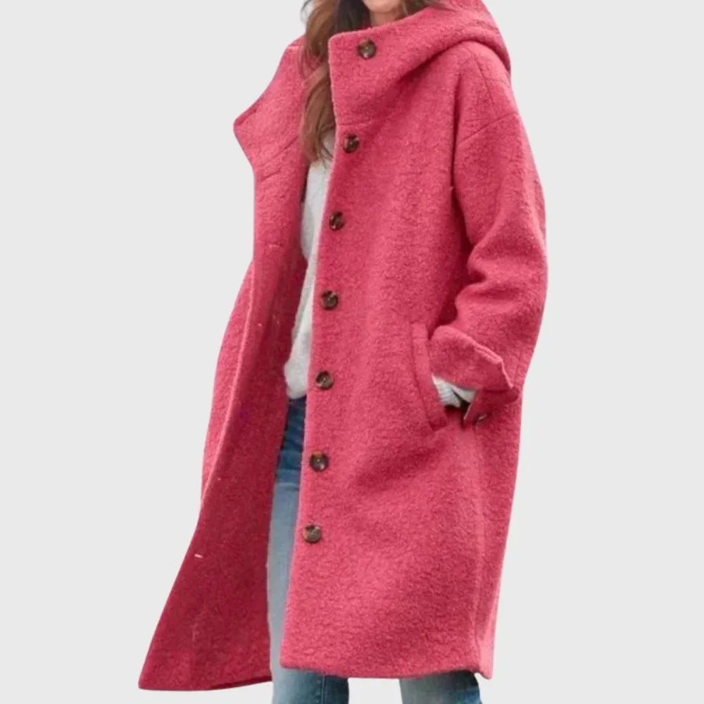 Langer Wollmantel mit Kapuze Vanessa Rosa – Weiss Modehaus