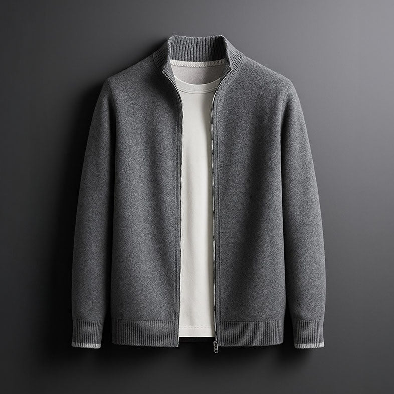 Zip-Pullover mit Kontrastbordüre Herren Celso – Bild 3
