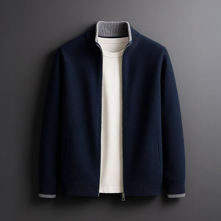 Zip-Pullover mit Kontrastbordüre Herren Celso – Bild 4